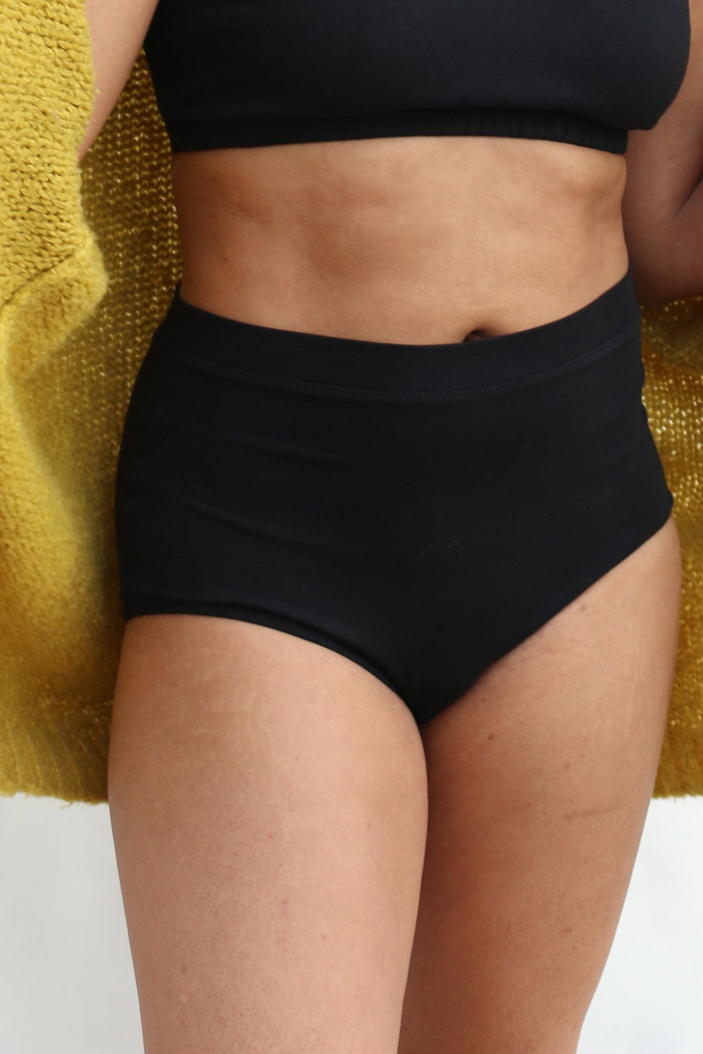 Organic Cotton High Waisted Knickers in Black Ethical