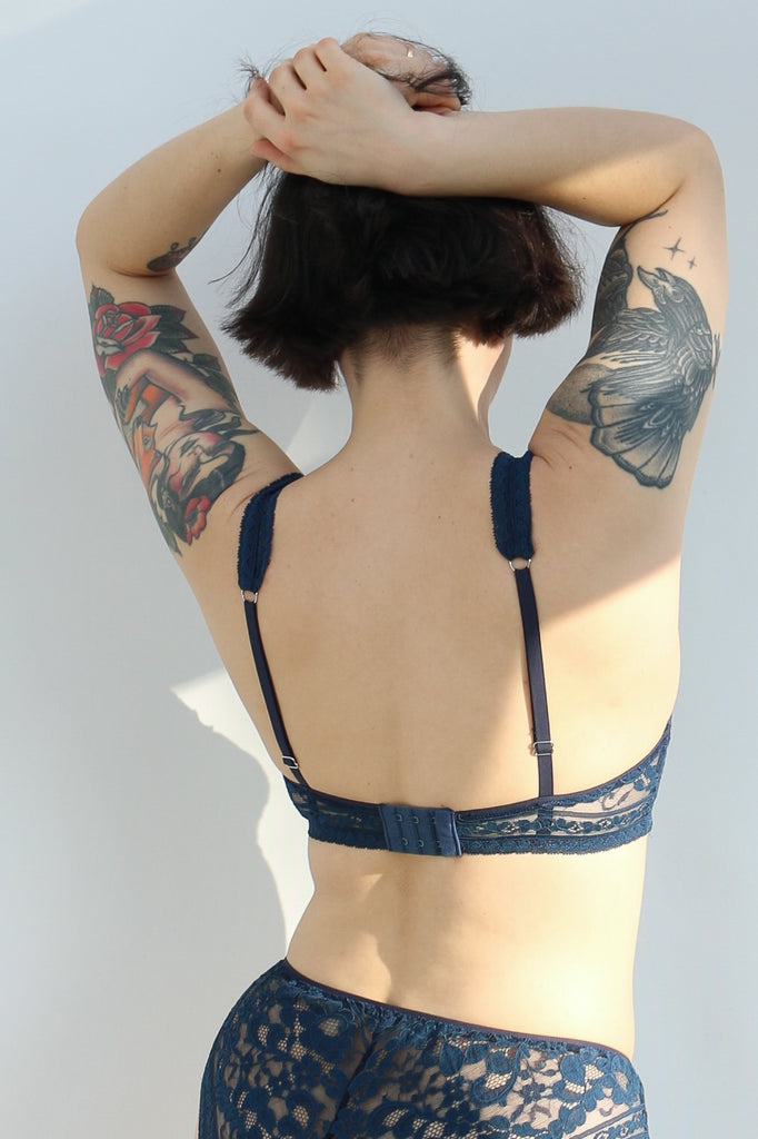 French Blue Lace Triangle Bralette