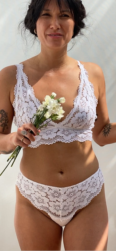 Ellie Bra and Briefs in White Lace