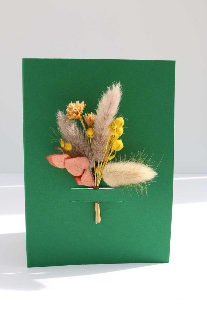Dried Flower Card - Emerald Green