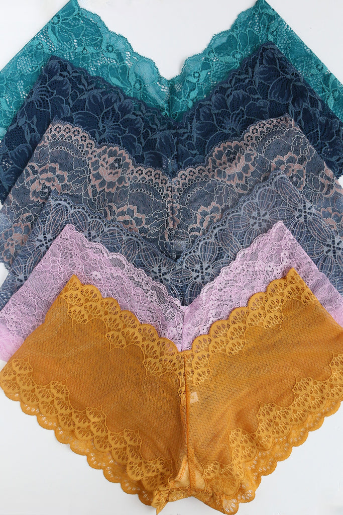 Colourful Lace Knickers -  Mermaid, Sapphire, Hydrangea, Crystal Skies, Lilac, Amber