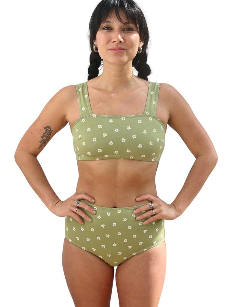 Strappy Bandeau in Apple Green Cotton