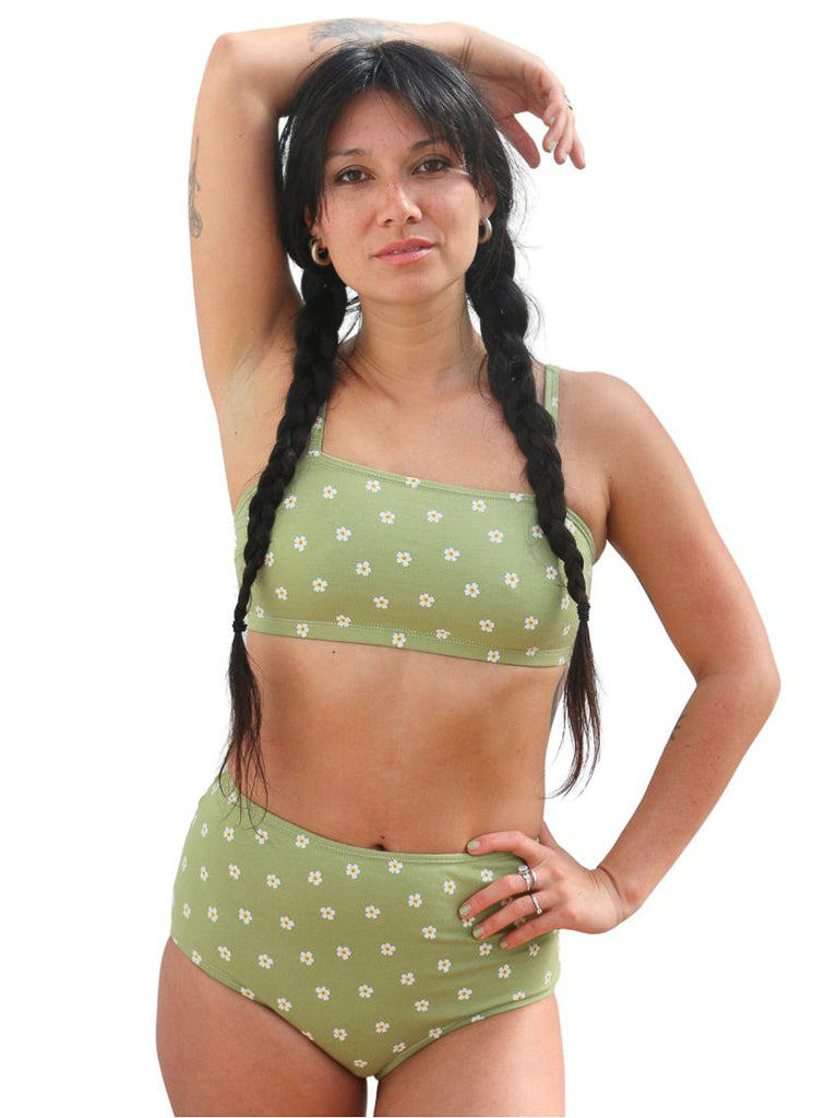 Strappy Bandeau in Apple Green Cotton