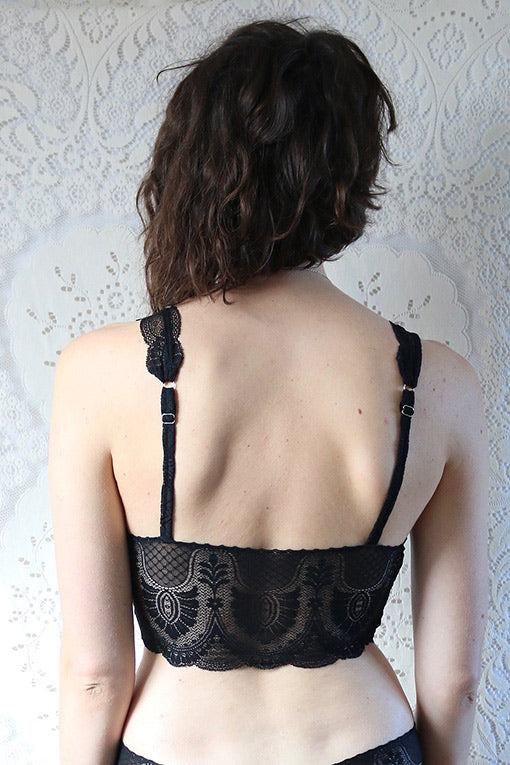  Black Art Nouveau Longline Bralette
