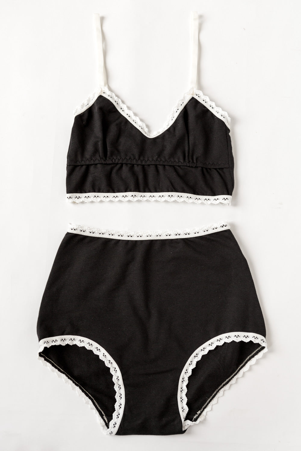 Black Organic Cotton Bralette High Waisted Knicker Set Ethical