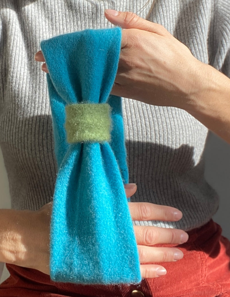 Cashmere Headband in Turquoise and Apple Green