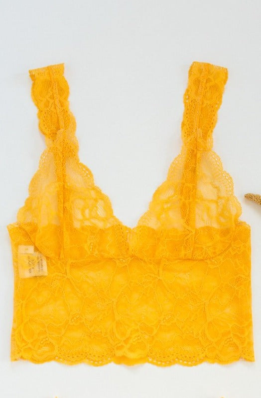Mango Yellow Lace Longline Bralette