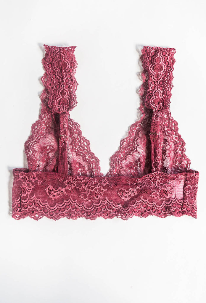 Berry Pink Lace Bralette and Thong Set