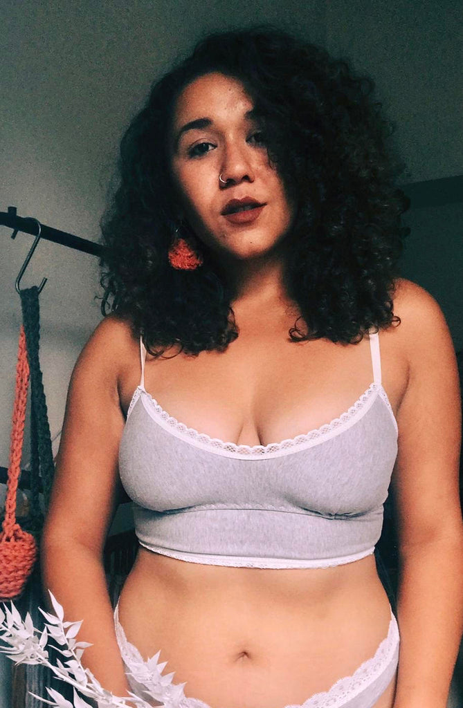 Cotton Bralette and Brief Set in Charcoal Grey