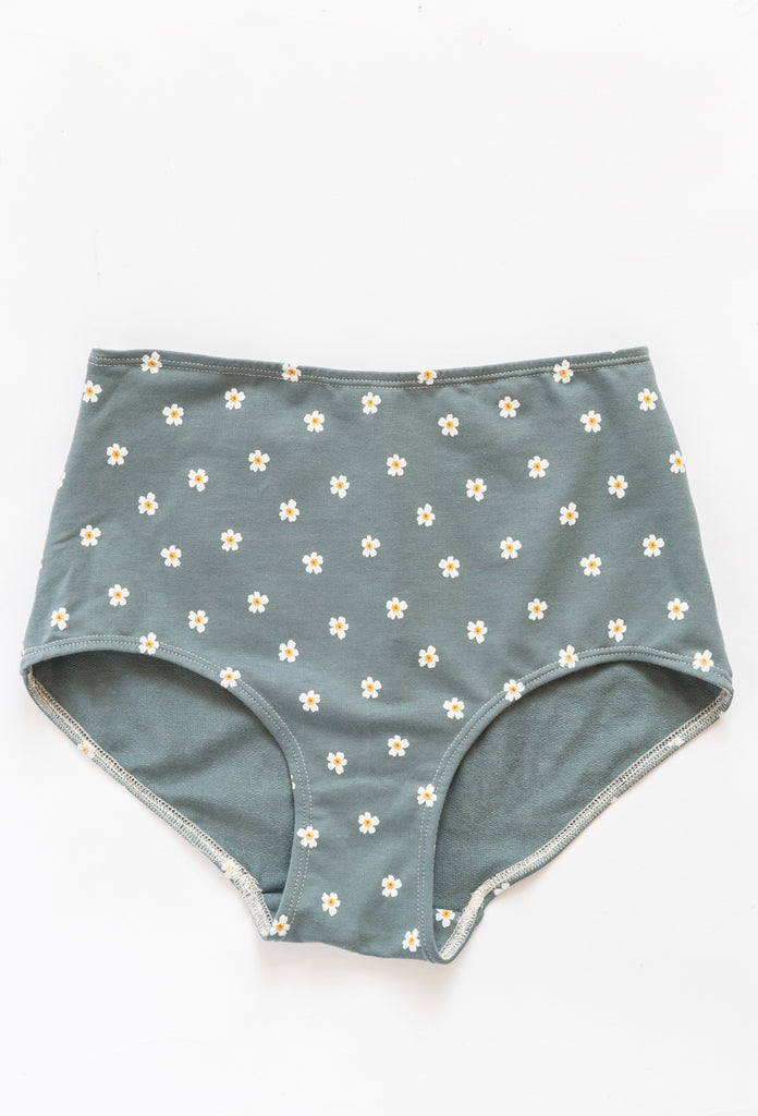 High Waisted Knickers in Slate Blue Cotton