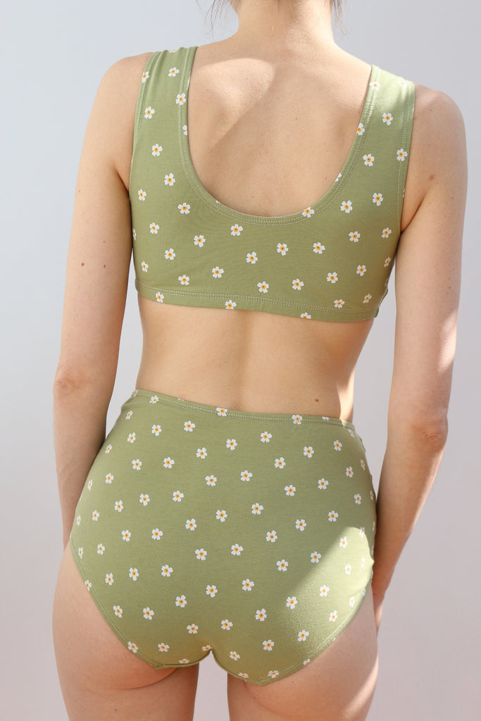 High Waisted Knickers in Apple Green Cotton