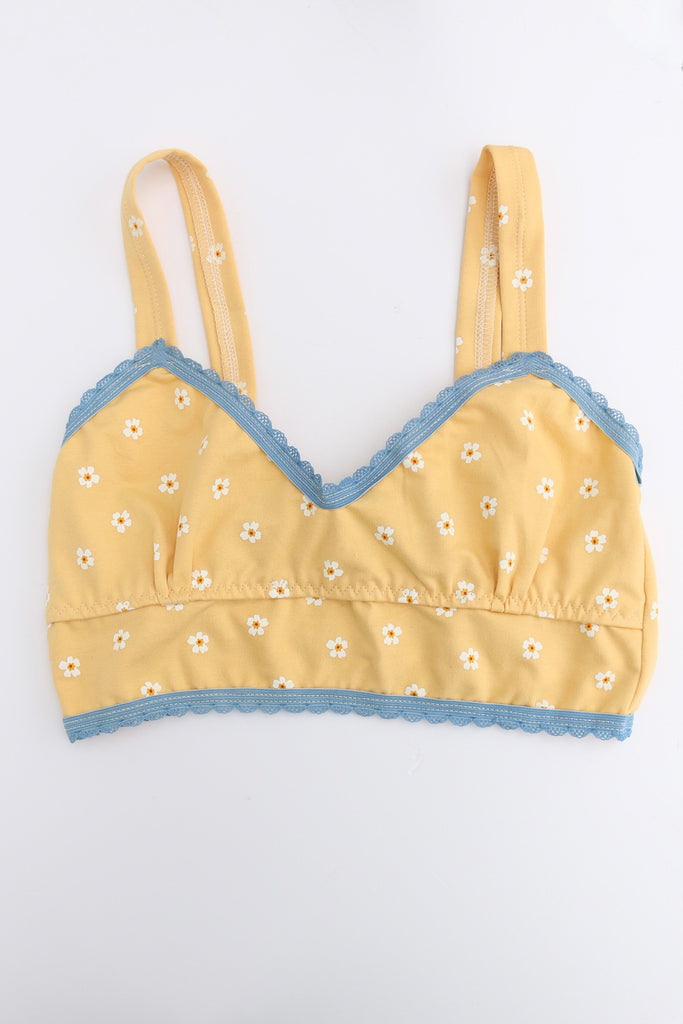 Tulip Bralette in Honey Yellow and Pastel Blue