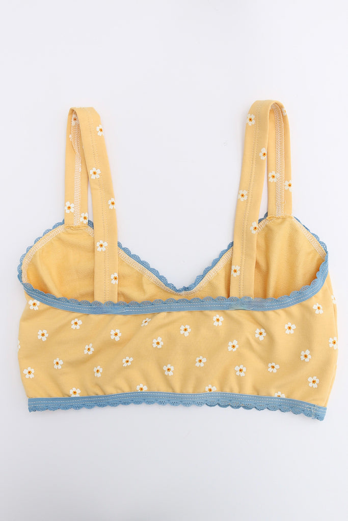 Tulip Bralette in Honey Yellow and Pastel Blue