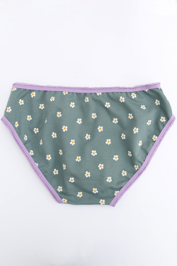 Cotton Brief in Slate Blue with Lilac