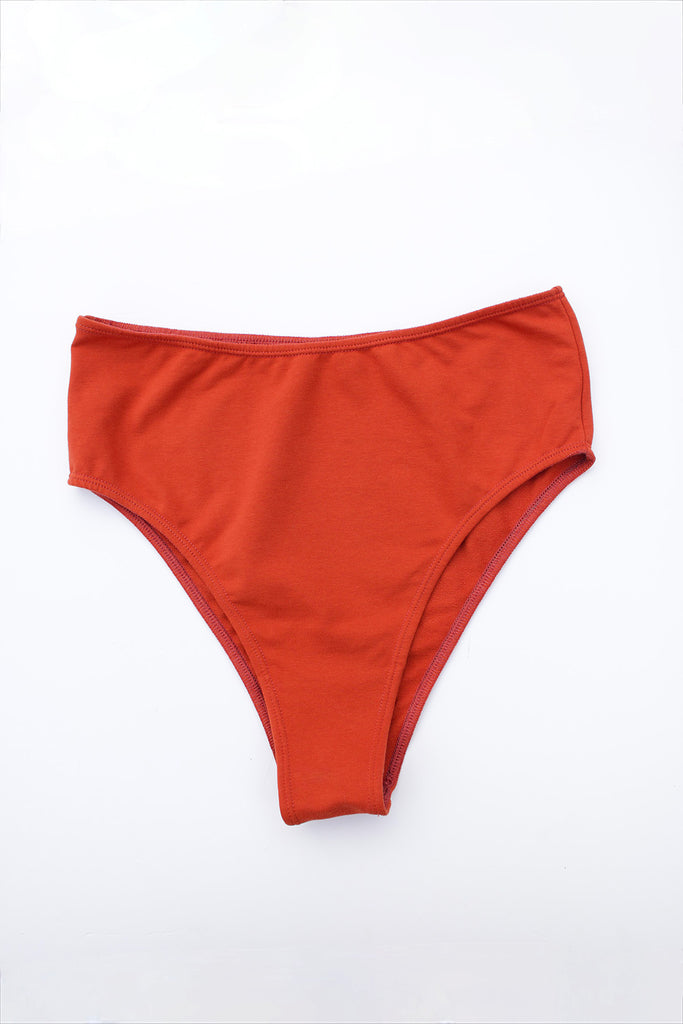 Organic Cotton Cheeky Knickers in Rust