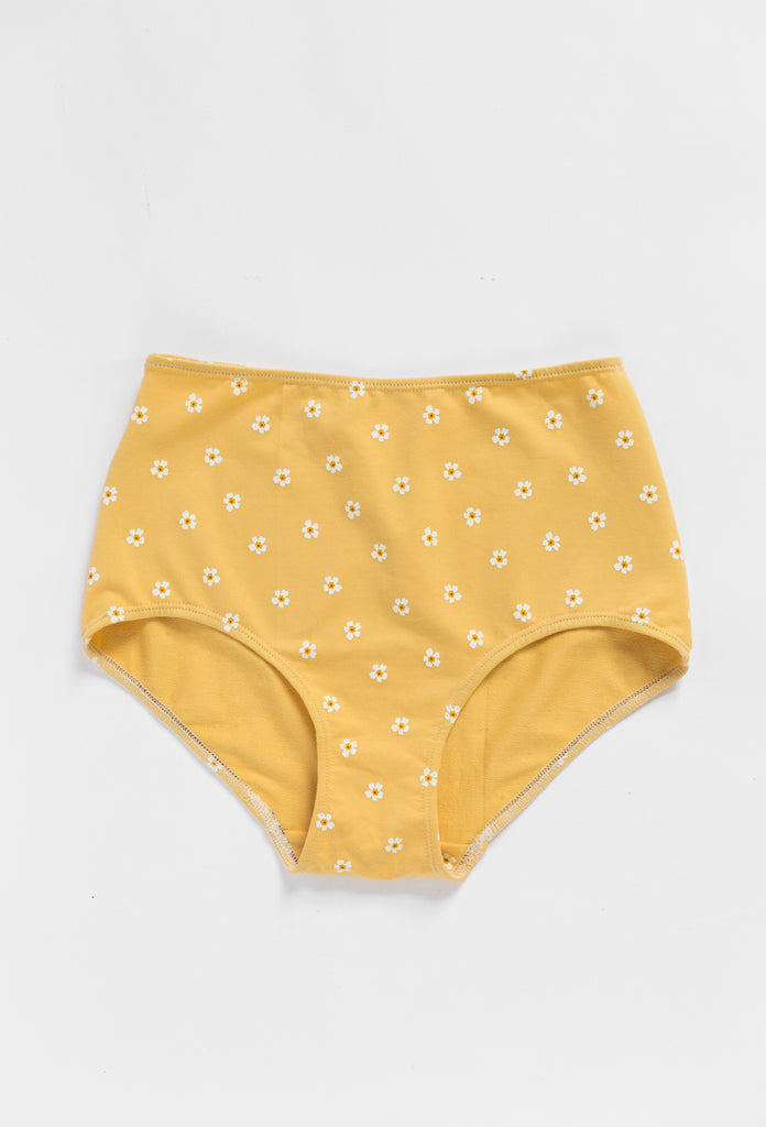 High Waisted Knickers in Honey Yellow Cotton