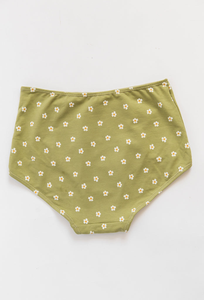 High Waisted Knickers in Apple Green Cotton