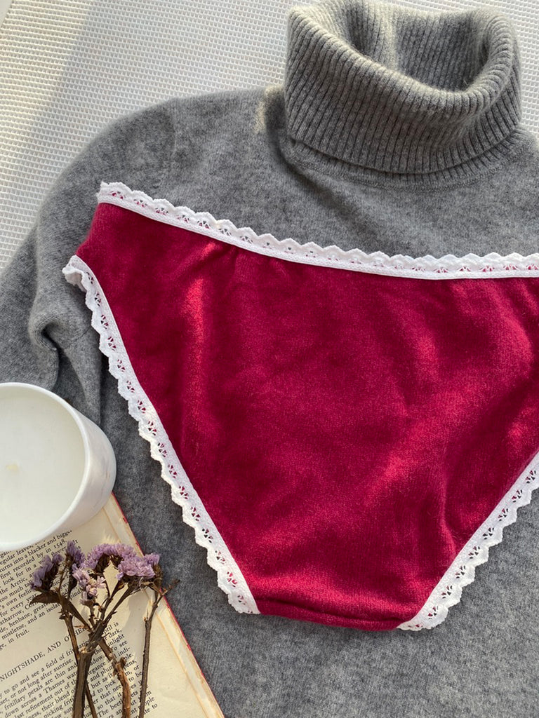 Mid Rise Cashmere Knickers in Raspberry Pink - Size 14 UK