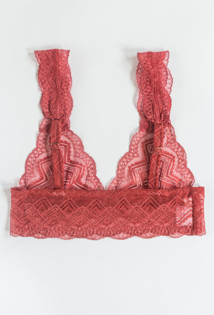 Claret Red Tiger Lily Lace Bralette