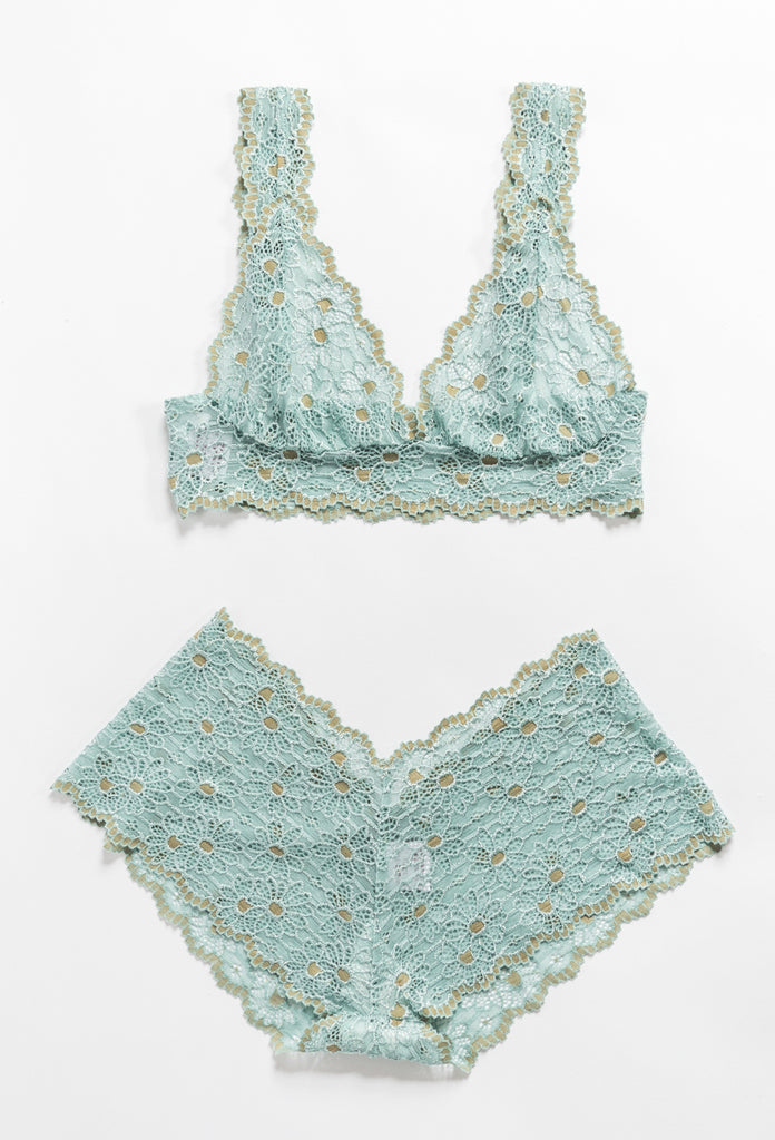 Seaside Daisy Lace Bralette and French Knicker Set