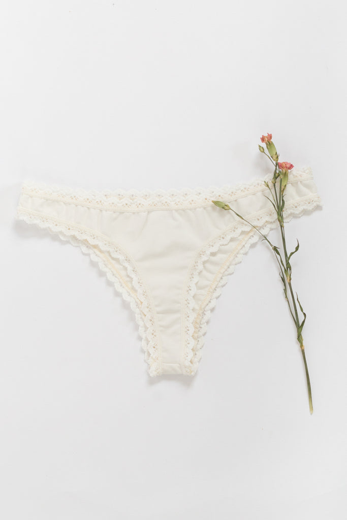 Organic Cotton Bralette and Thong Set in White