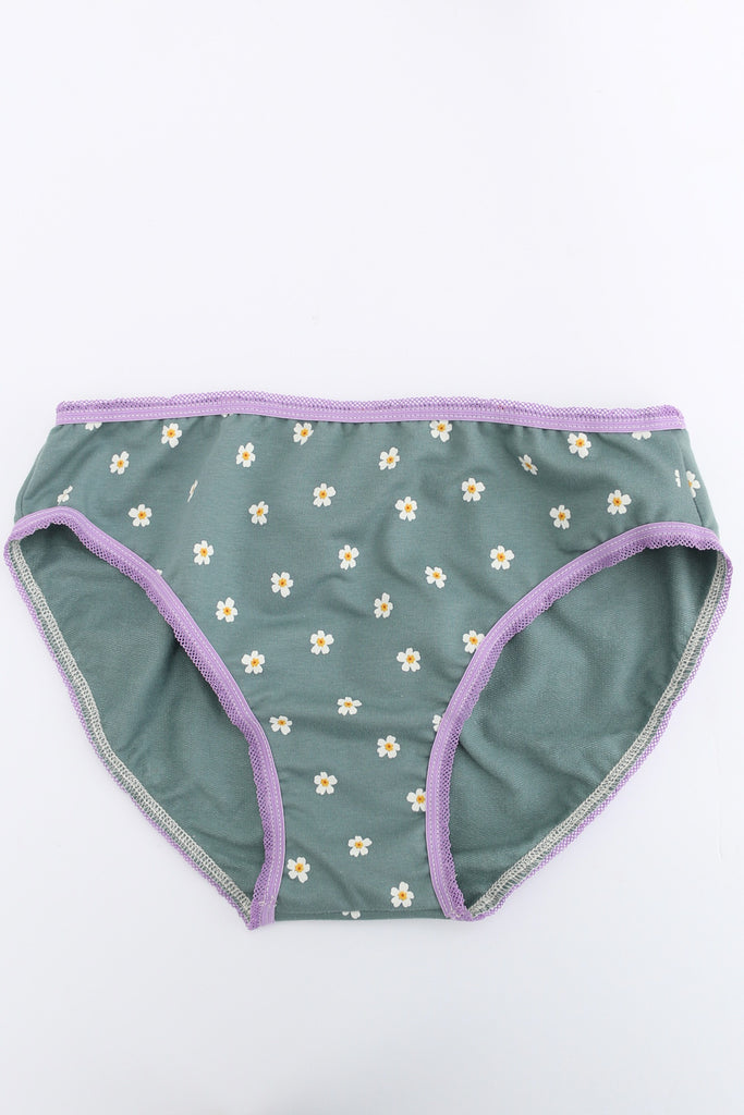 Cotton Brief in Slate Blue with Lilac