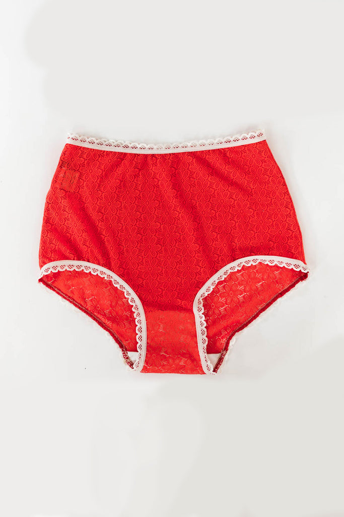 Flame Orange Lace High Waisted Knickers