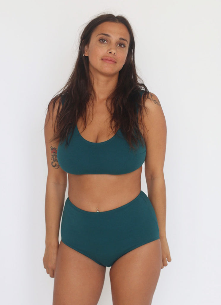 Organic Cotton High Waisted Knickers in Teal