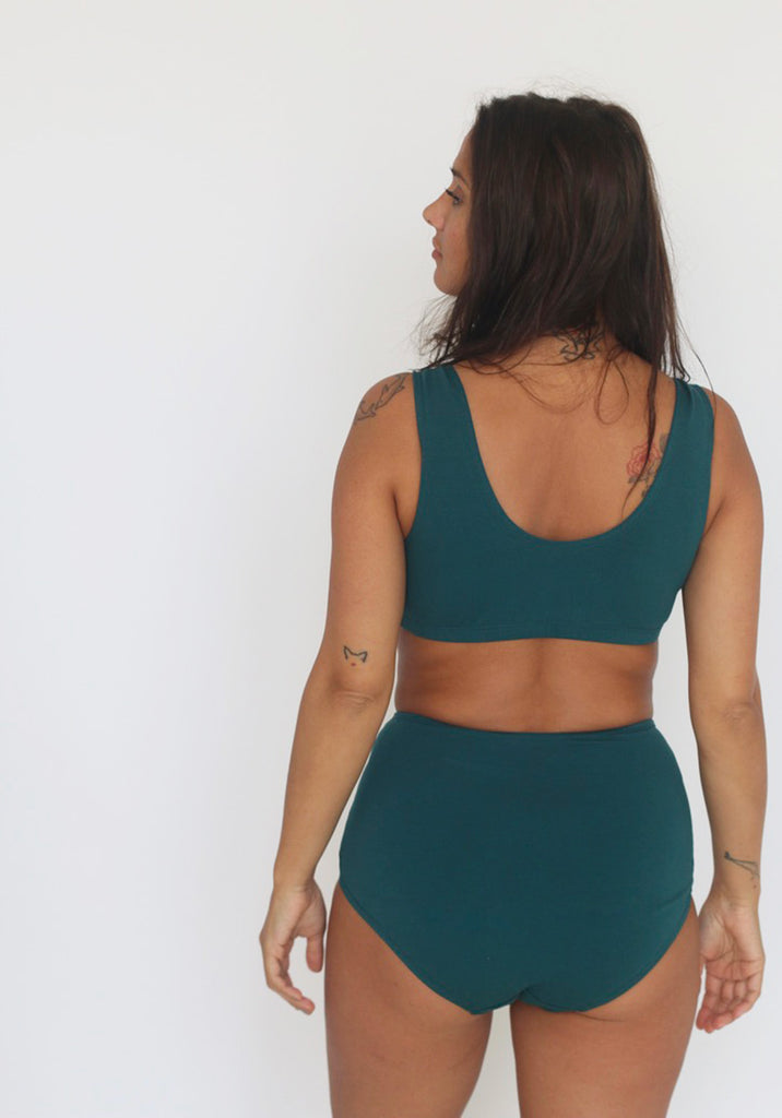 Organic Cotton Wide Strap Bralette in Teal