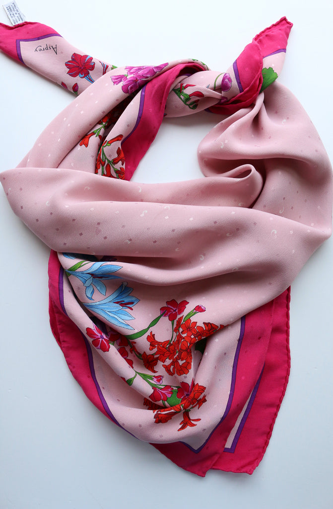 Asprey Pink Summer Garden Head Scarf - Silk
