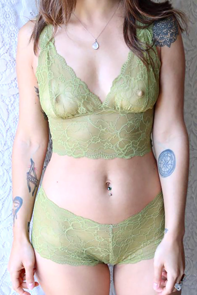 Pear Green Lace French Knickers