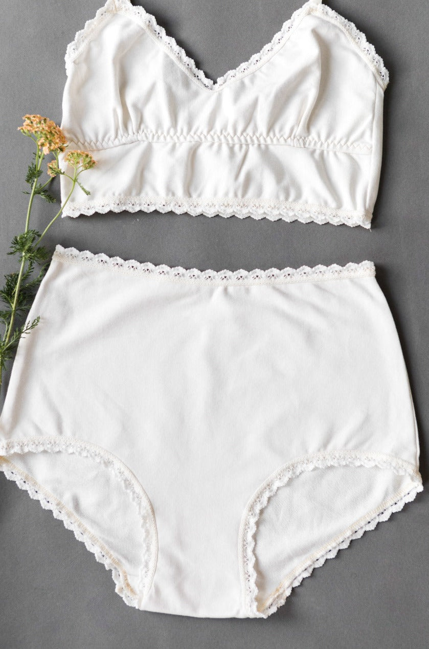 White Organic Cotton High Waisted Knickers Ethical Sustainable