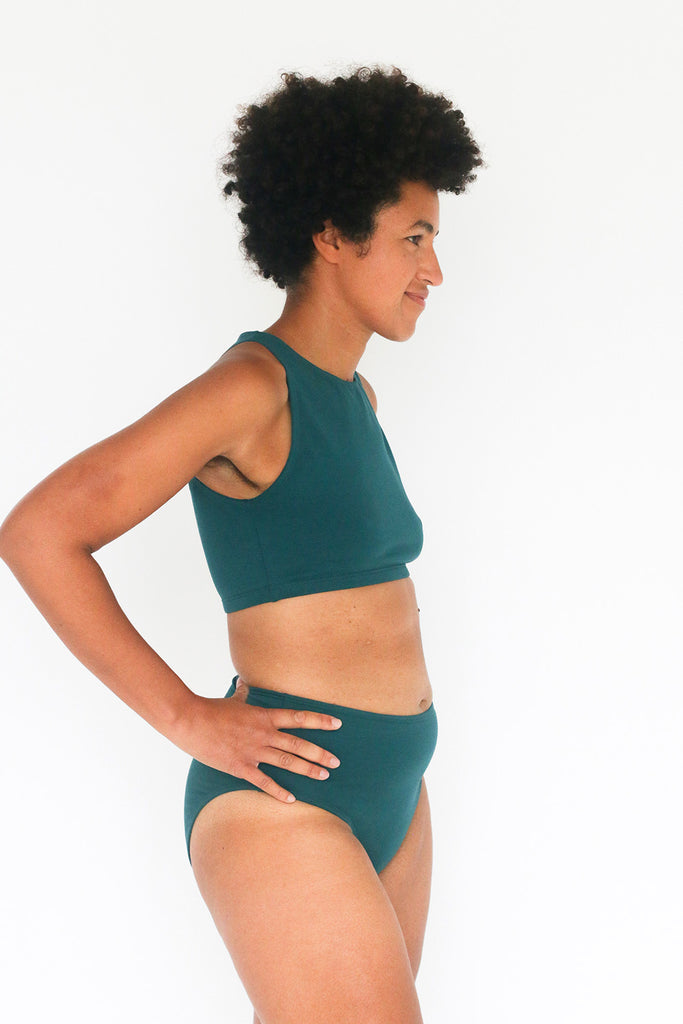 Organic Cotton Yoga Bralette in Teal